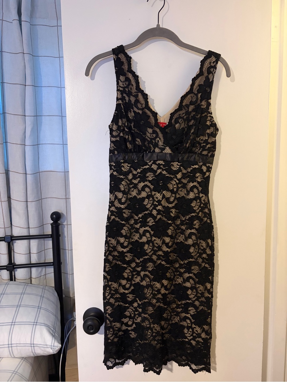 Ruby Rox Black Lace Sheath with Cream Underlay